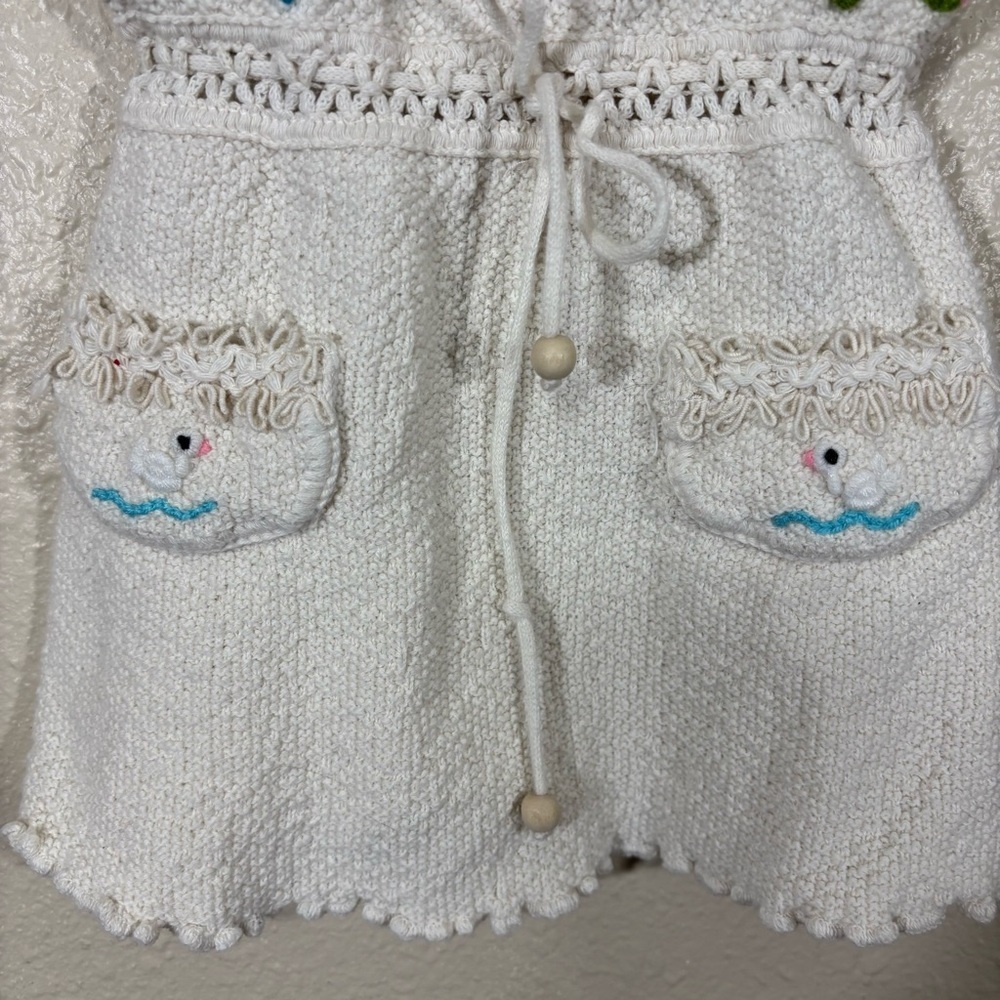 Peruvian Cotton Terry Cloth Baby Dress With Hand Embroidery Size 6-12M - Picture 3 of 8